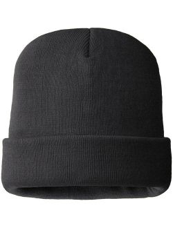 MO8250, Mens 100% Acrylic Hat, 40 gm 3M Thinsulate Lined, Black Color (One Size Fits Most)
