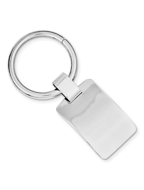 925 Sterling Silver Solid Concave Polished Engravable Rhodium-plated Rhodium Plated Key Chain