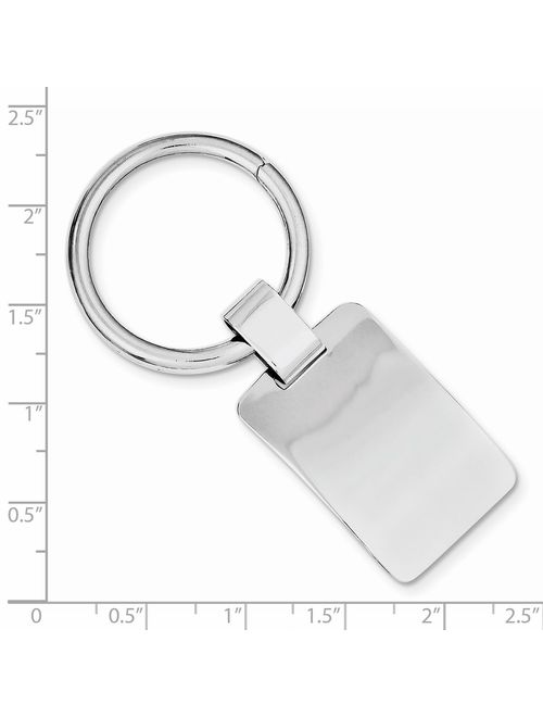 925 Sterling Silver Solid Concave Polished Engravable Rhodium-plated Rhodium Plated Key Chain