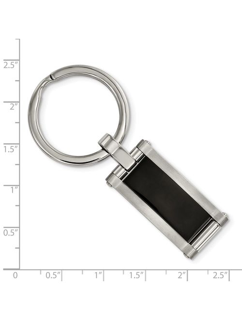 Stainless Steel Brushed and Polished Black Acrylic Key Chain