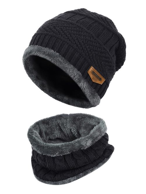 VBIGER Winter Beanie Hat Scarf Set Warm Knit Hat Thick Knit Skull Cap For Men Women