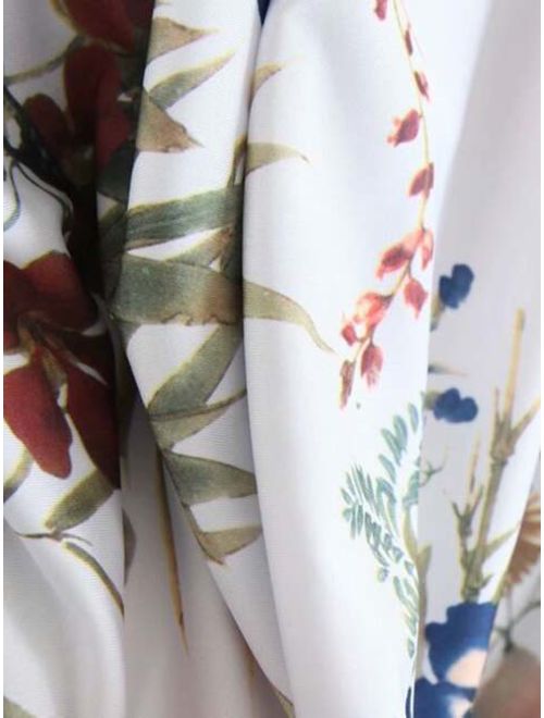 Shein Floral Print High Waist Cami Dress