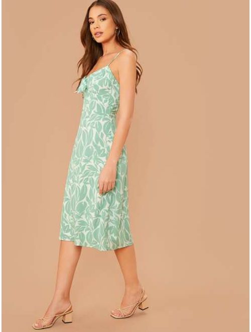 Shein Tie Front Sleeveless Floral Midi Dress