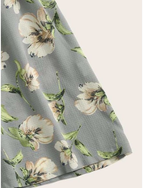 Shein Floral Print Knot Cami Dress