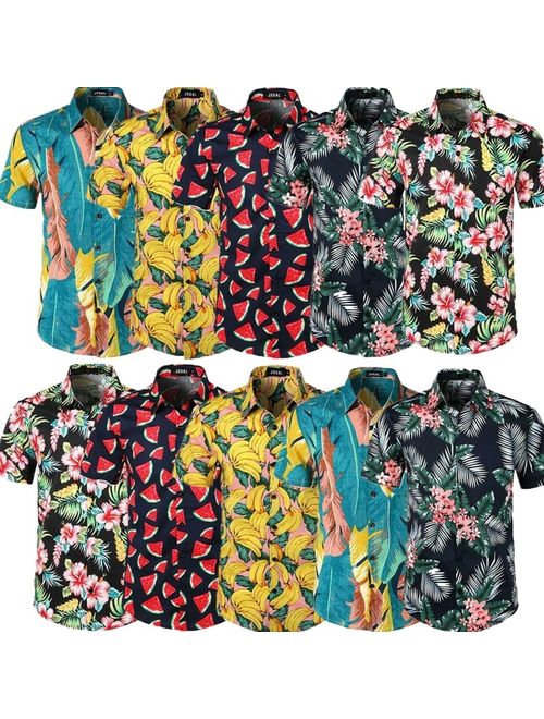 NEW Men Hawaiian Summer Floral Printed Beach Short Sleeve Camp Shirt Tops Blouse