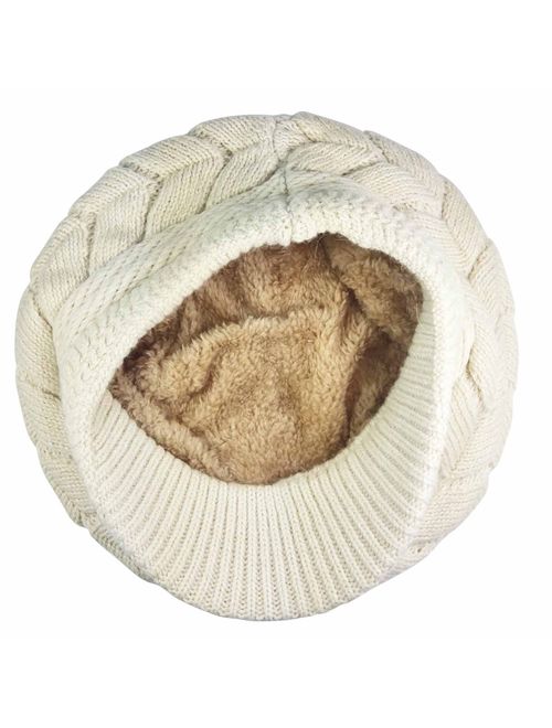 HINDAWI Women Winter Warm Knit Hat Wool Snow Ski Caps with Visor