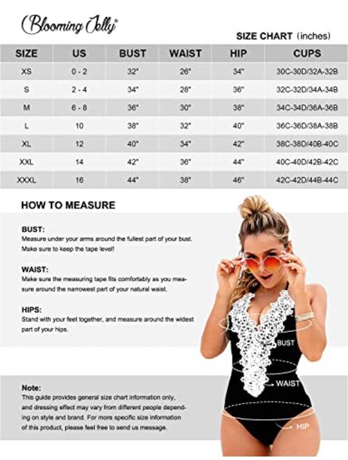 Blooming Jelly Women's Vintage One Piece Swimsuit Lace Tummy Control Halter Swimwear Bathing Suit