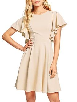 Women's Stretchy A Line Swing Flared Skater Cocktail Party Dress