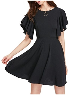 Women's Stretchy A Line Swing Flared Skater Cocktail Party Dress