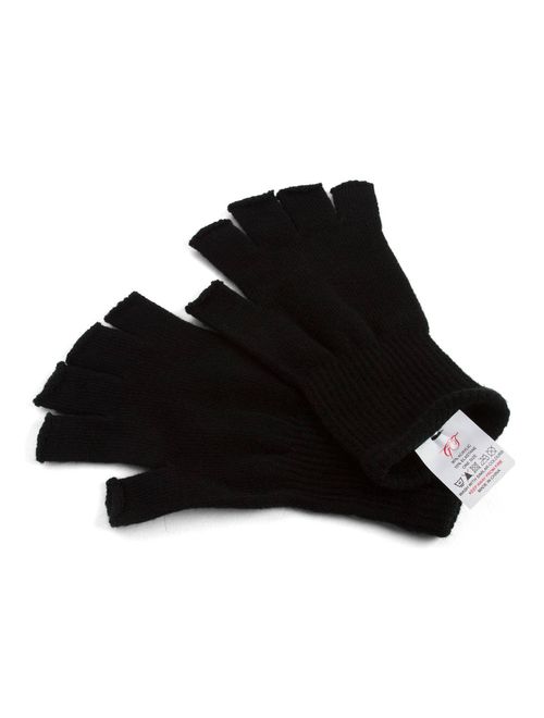 Gravity Threads Unisex Warm Half Finger Stretchy Knit Fingerless Gloves
