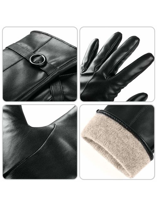 Womens Winter Leather Touchscreen Texting Warm Driving Lambskin Gloves 100% Pure