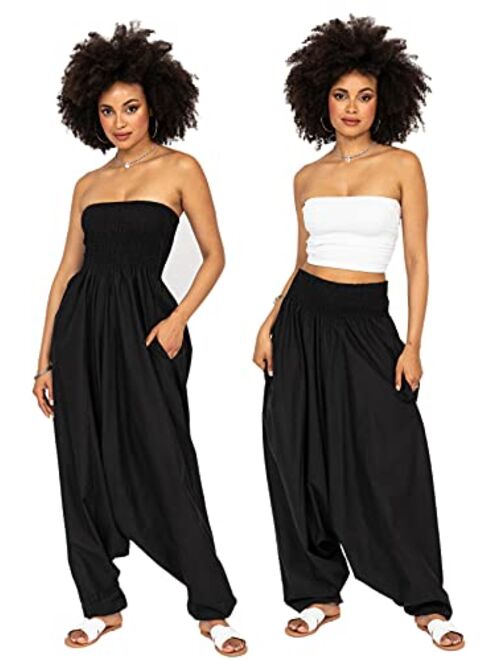 likemary Harem Jumpsuit and Hareem Pants Convertible 2 in 1 Cotton Bandeau Romper