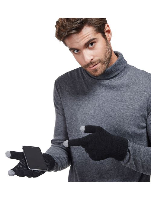 LETHMIK Mens&Womens Non-Slip Touchscreen Gloves Winter Warm Knit Wool Lined Texting Glove