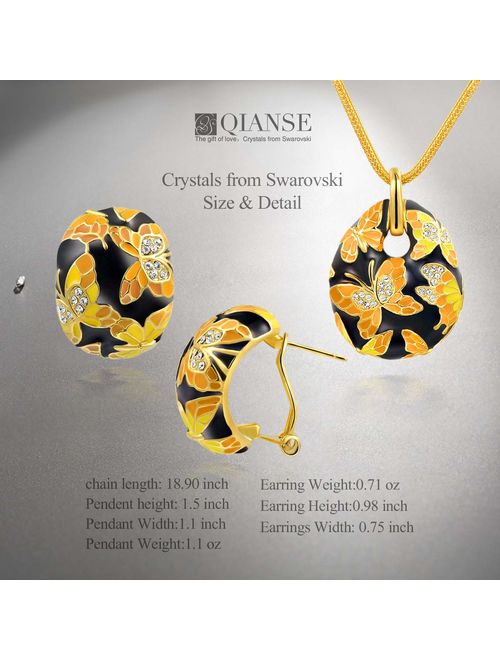 QIANSE Christmas Jewelry Set Gifts Spring of Versailles Gold Plated Handcrafted Enamel Butterfly Jewelry Set