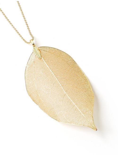 "The Tale of Autumn" Long Necklace Handmade Natural Boho Leaf With 30" Chain