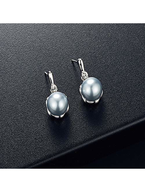 Long Way Crystal Necklace Drop Earrings Set Pearl Jewelry Set Wedding Jewelry for Women