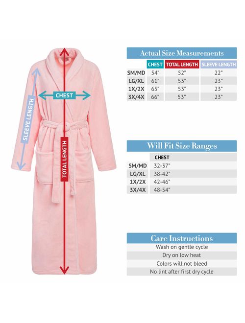 Alexander Del Rossa Women's Warm Fleece Robe, Long Plush Bathrobe