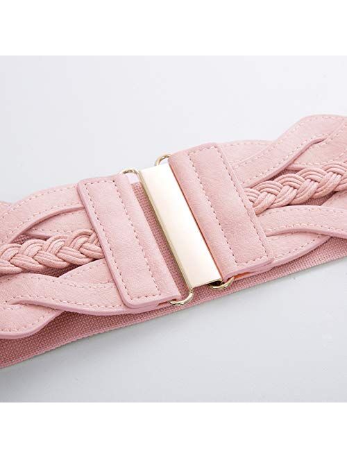 Women 50s Elastic Stretchy Retro Wide Waist Cinch Belt