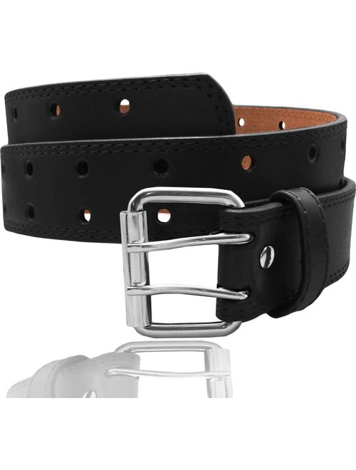EURO Womens Thick Wide 2 Hole Leather Belt - BN9041