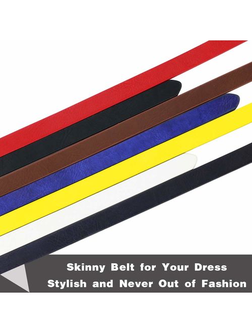 Maikun Womens Adjustable Leather Belts Fashion Skinny Minimalism Waist Strap 7 Colors