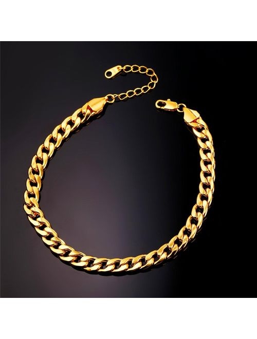 U7 Women Girls Barefoot Jewelry 18K Gold or Rose Gold Stainless Steel Infinity/Heart Charm/Rope/Figaro/Cuban Chain Anklet Foot Bracelet, 25-30 cm Long