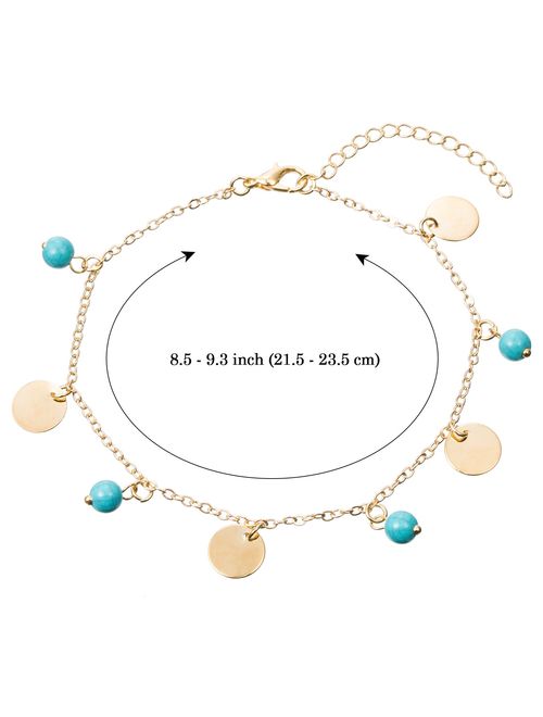 15 Pieces Ankle Chains Bracelets Adjustable Beach Anklet Foot Jewelry Set Anklets for Women Girls Barefoot