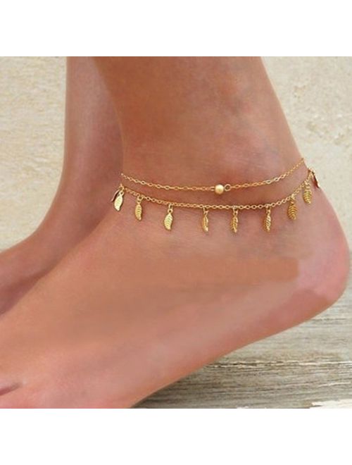 REVOLIA 6Pcs Charm Anklets for Women Girls Bracelets Sexy Beach Anklets Foot Jewelry Adjustable