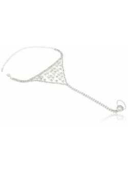 Bienvenu 2 Pieces Beach Barefoot Adorn Alloy Golden Rhinestone Foot Anklet Chain