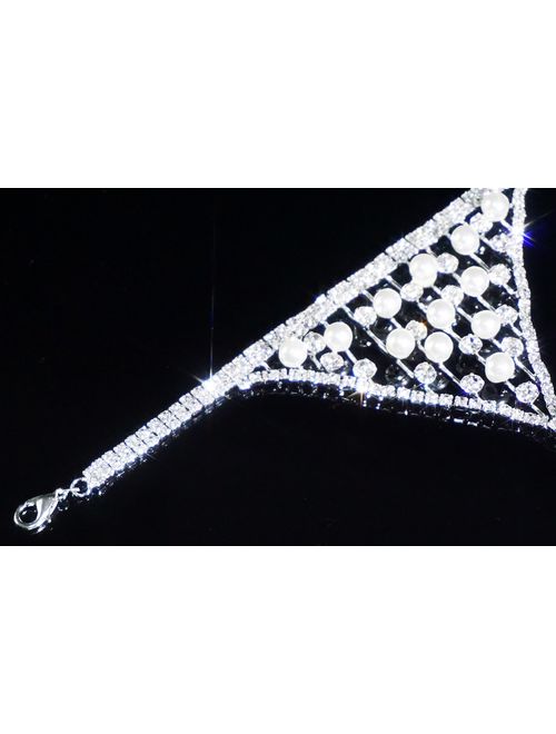 Bienvenu 2 Pieces Beach Barefoot Adorn Alloy Golden Rhinestone Foot Anklet Chain