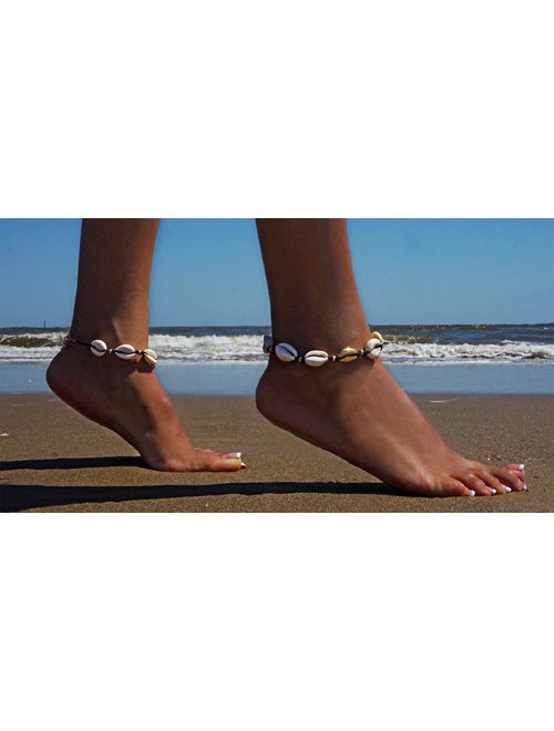 Bienvenu 2 Piece White Ankle Bracelet Crochet Anklets Barefoot Sandals Foot Jewelry