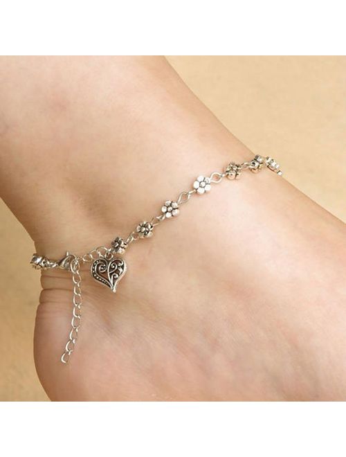Aukmla Bead Anklet Beach Ankle Bracelet Foot Chain Barefoot Sandal Adjustable for Women and Girls