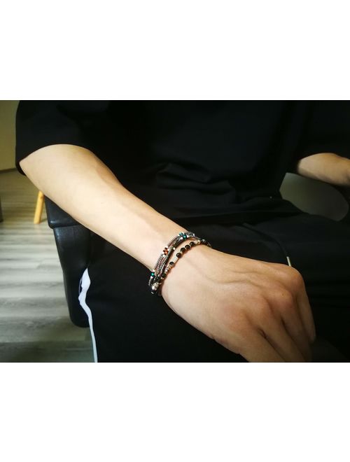 Joya Gift Handmade Adjustable Wrap Bracelet Bohemian String Braided Beads Anklets Gifts for Women Girls