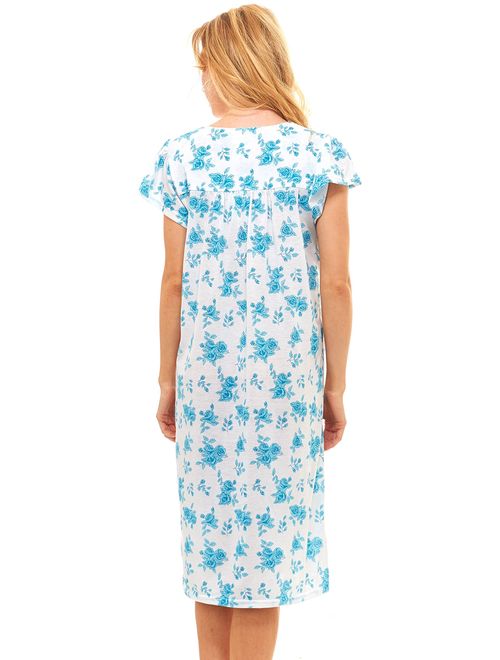 Floopi Womens Nightgown Sleepwear Cotton Pajamas - Womans Cap Sleeve Sleep Dress Nightshirt