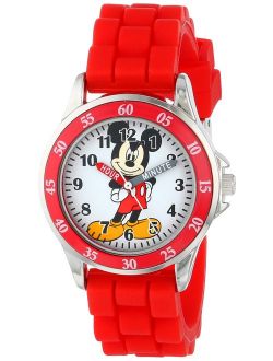Disney Kids' MK1239 Time Teacher Mickey Mouse Watch with Red Rubber Strap