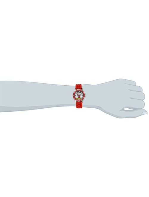 Accutime Disney Kids' MK1239 Time Teacher Mickey Mouse Watch with Red Rubber Strap