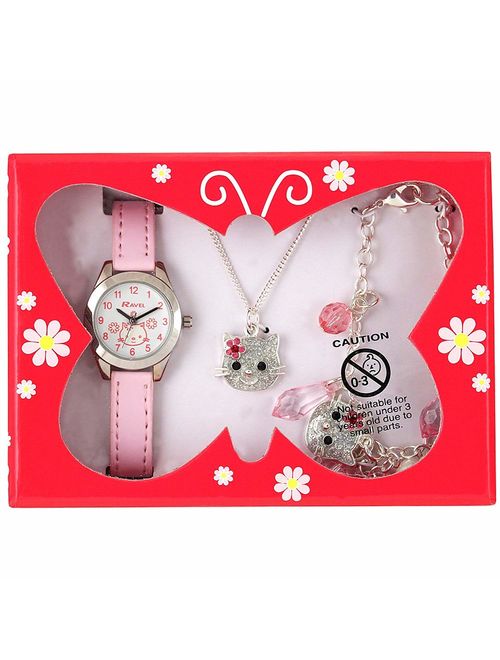 Ravel Little Gem Kids Kitten Watch & Jewellery gift Set For Girls R2212