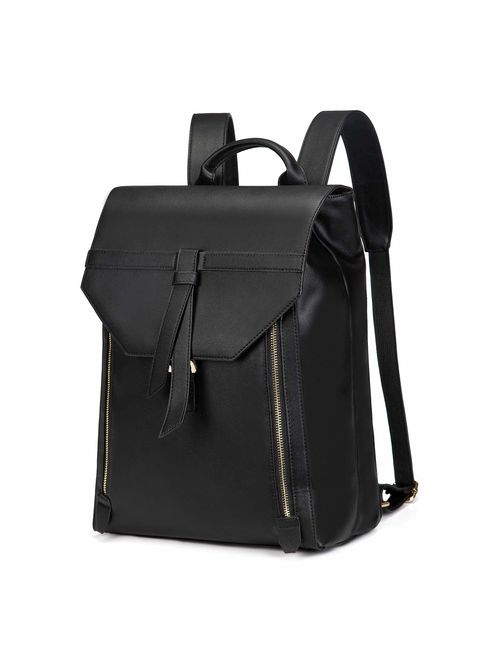 Estarer Upgraded Version Women PU Leather Backpack 15.6inch Laptop Vintage College School Rucksack Bag