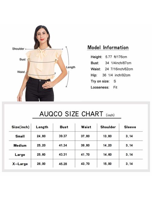 AUQCO Women's Bow Tie Blouse Casual Ruffle Cap Sleeve Floral Top Shirts
