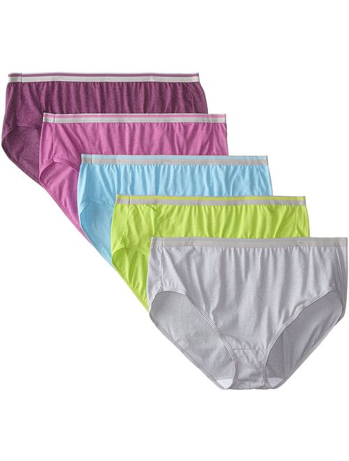 Fruit of the Loom Women's Plus Size Fit for Me 5 Pack Microfiber Hi-Cut Panties