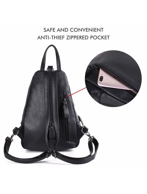 Small Backpack Purse for Women, Backpack Handbags Lightweight PU Nylon Sling Purse with Convertible Shoulder Strap