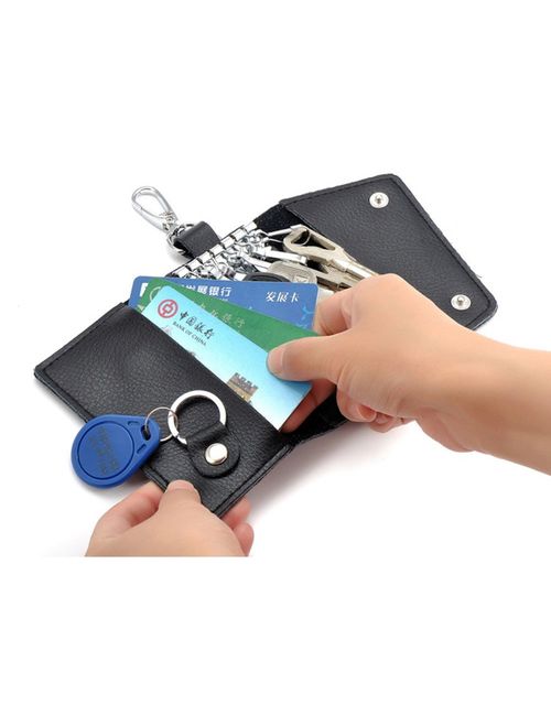 Aladin Leather Pocket Key Organizer Case with 6 Hooks & 1 Car Key Fob Holder