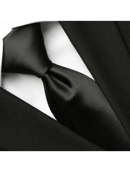 KissTies Solid Tie Set Satin Wedding Ties + Pocket Square + Gift Box