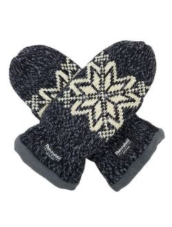Bruceriver Women Snowflake Knit Mittens with Warm Thinsulate Fleece Lining