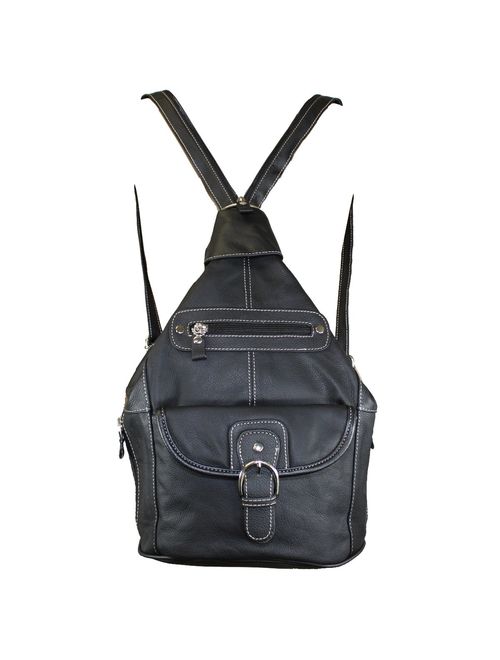 Women's Leather Sling Purse Handbag Convertible Shoulder Bag Tear Drop Backpack