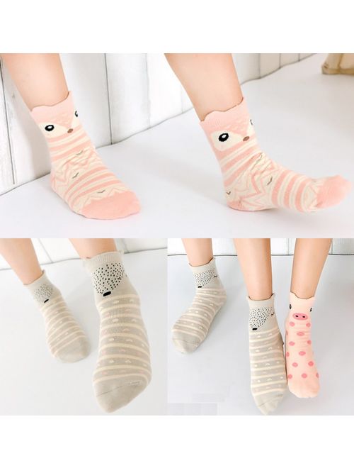 HzCodelo Kids Toddler Big Little Girls Fashion Cotton Crew Cute Socks -5 Pairs