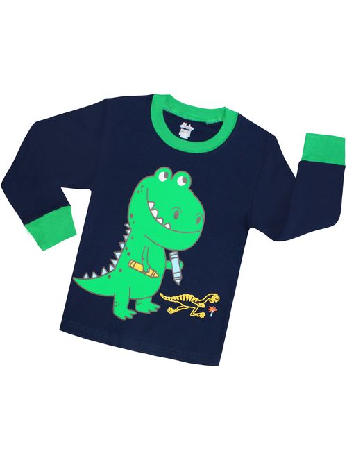 Children Pajamas Boys Glow in Dark Dinosaur Pj Cotton Sleepwear Set Toddler Kids Clothes