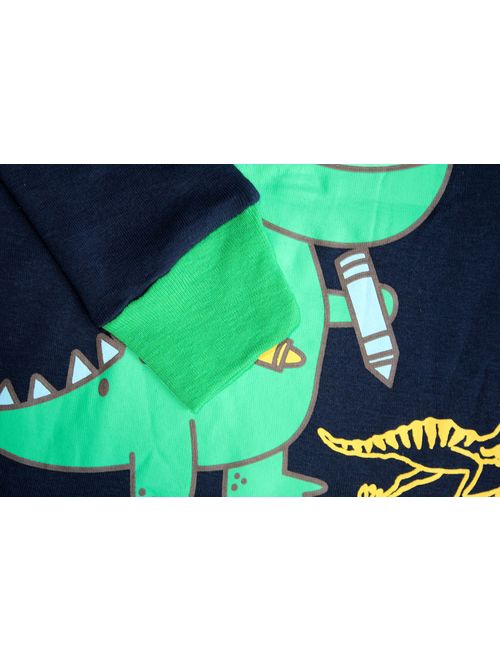 Children Pajamas Boys Glow in Dark Dinosaur Pj Cotton Sleepwear Set Toddler Kids Clothes