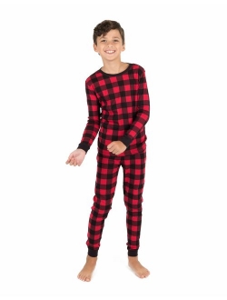 Kids Christmas Pajamas Boys Girls & Toddler Pajamas Moose Reindeer 2 Piece Pjs Set 100% Cotton (12 Months-14 Years)