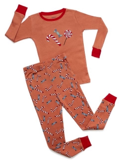 Kids Christmas Pajamas Boys Girls & Toddler Pajamas Moose Reindeer 2 Piece Pjs Set 100% Cotton (12 Months-14 Years)