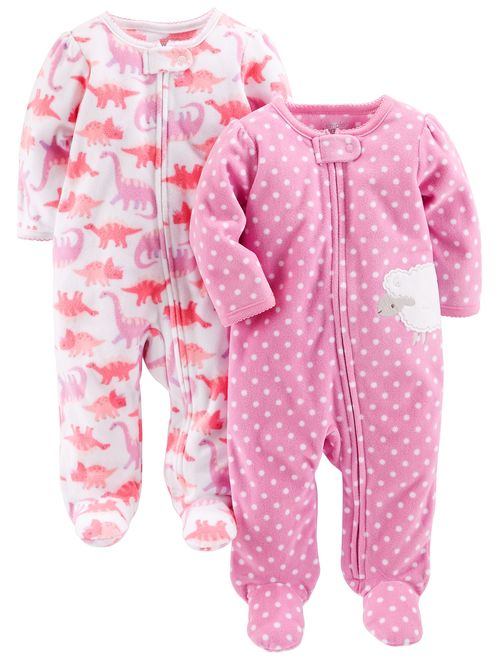 Simple Joys by Carter's Baby Girls' 2-Pack Fleece Footed Sleep and Play